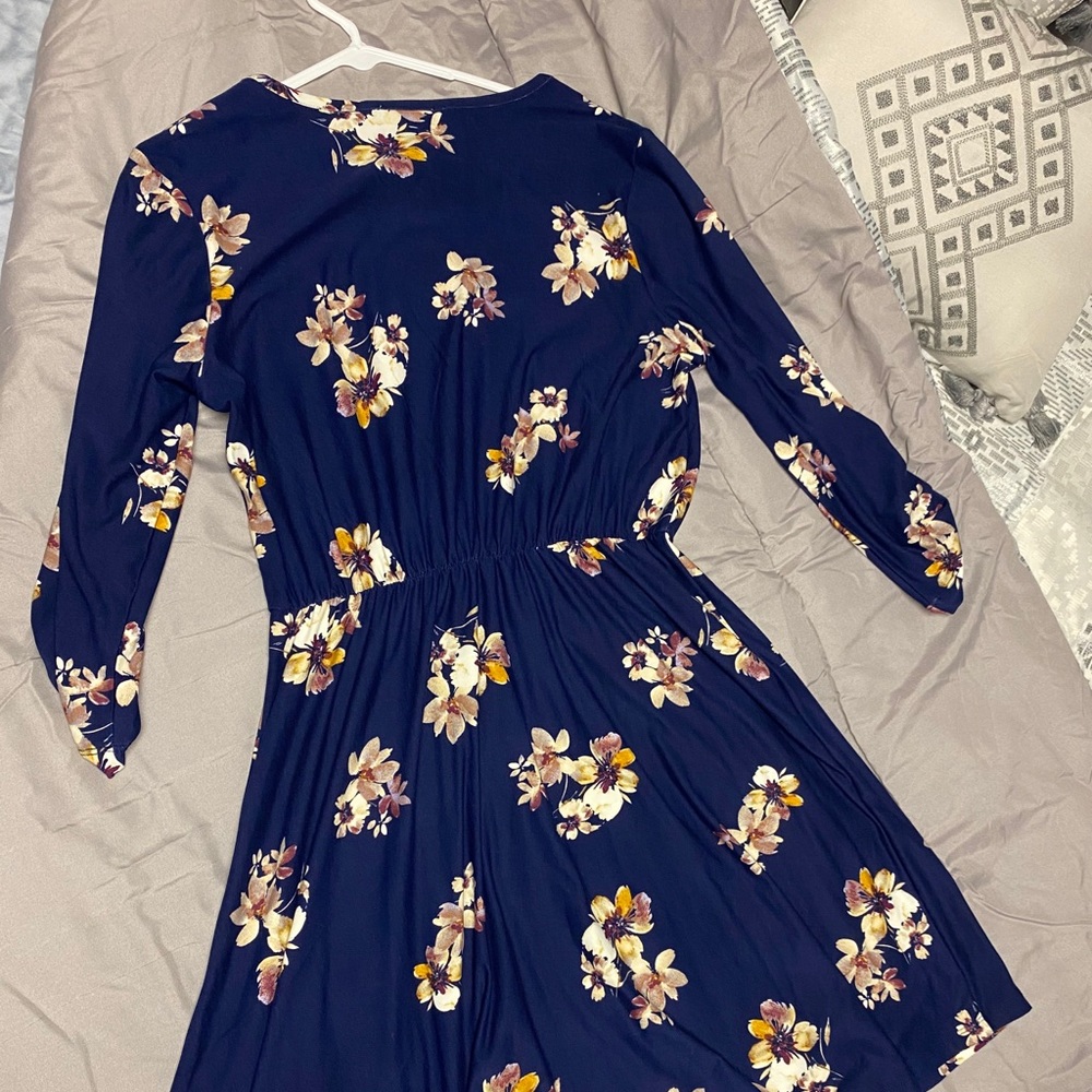 Blue floral knit dress
